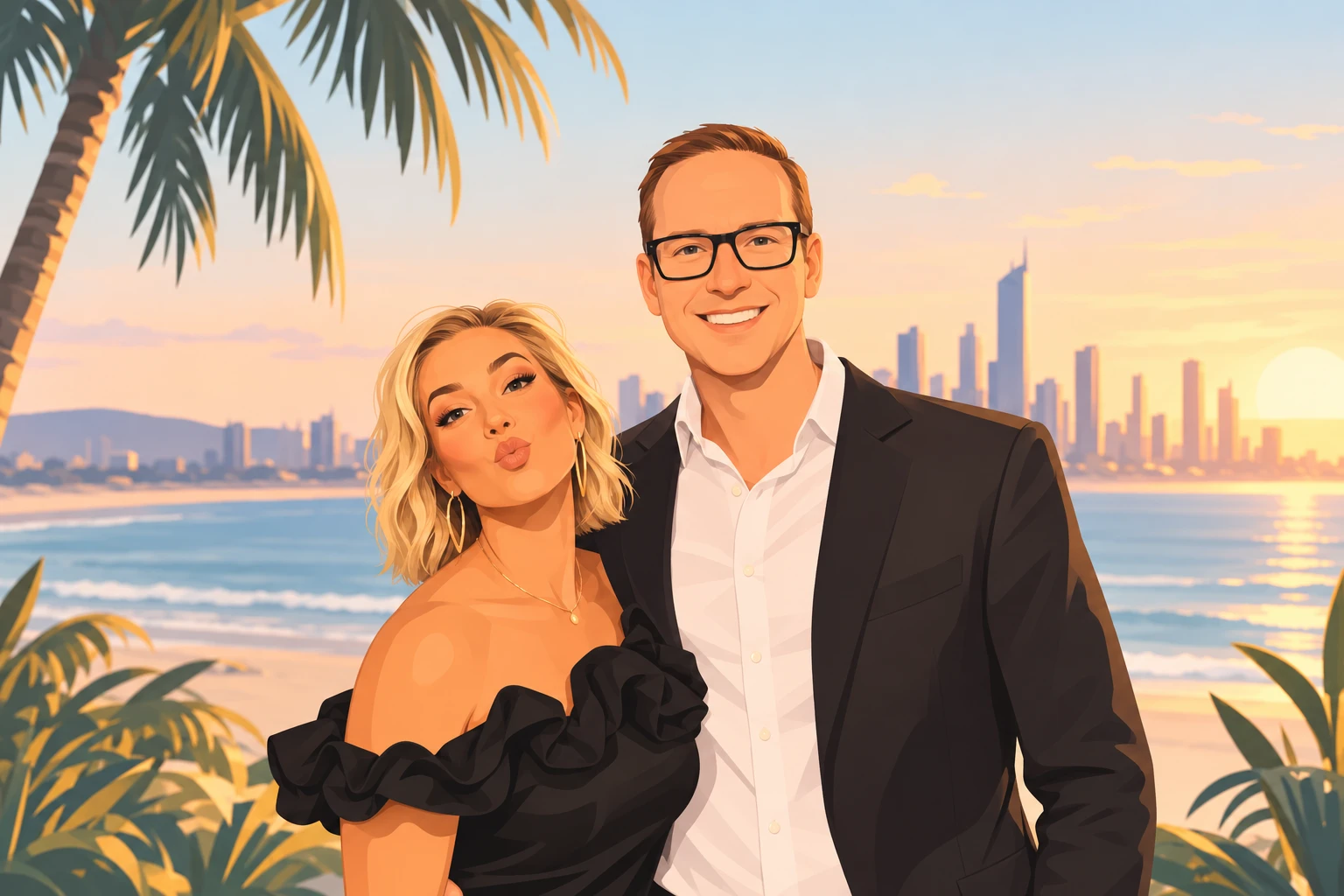 The people behind Gold Coast Things, enjoying a playful moment by the Gold Coast